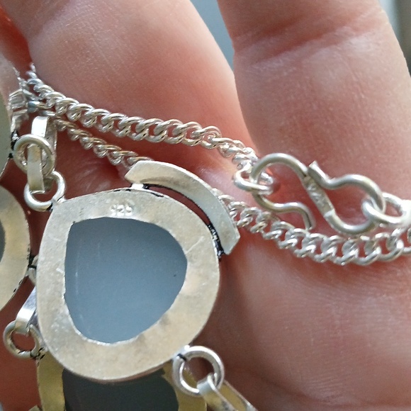 New Blue Chalcedony 925 Silver Necklace. - Picture 15 of 16